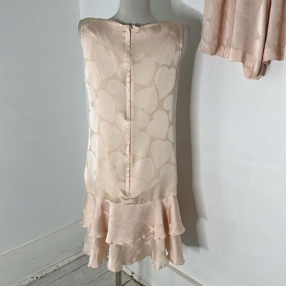 Vintage 80s Embossed Heart Print Silk Dress And Shorts Set - Picture 5 of 6